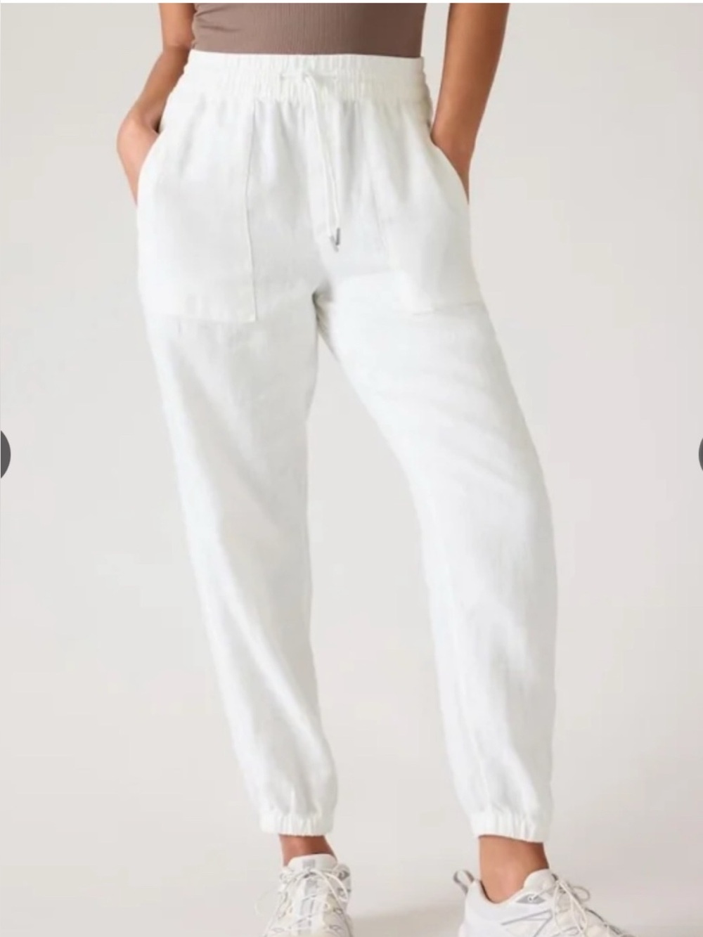Athleta Retreat Linen High Rise Jogger Pant Undyed Zip Pocket Women’s Size Large